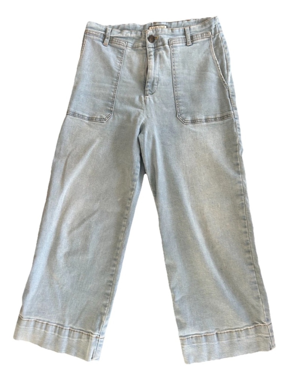Bagatelle Light Wash Denim Utility Jeans Wide Leg Cropped size 30